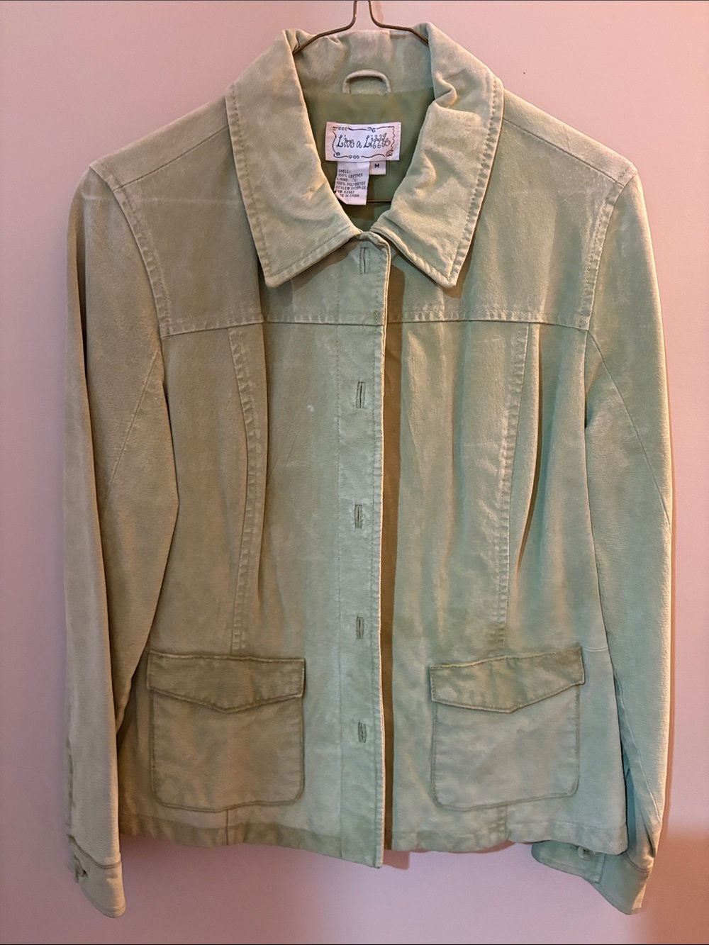 Live a Little Mint Green Suede Jean Jacket